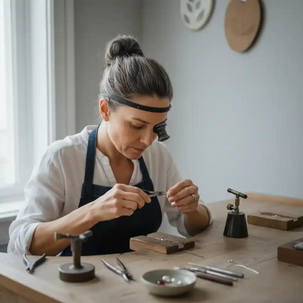 The artisan working at the jeweler's bench