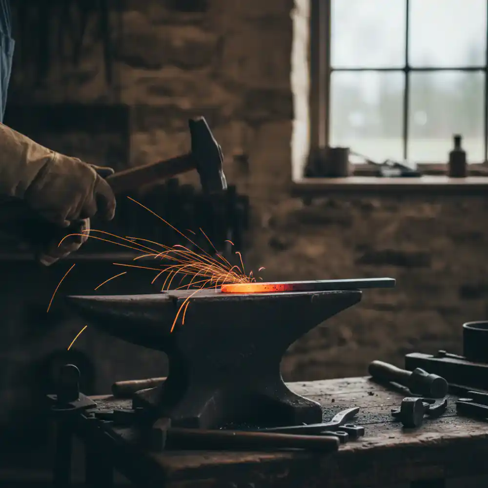 Shaping metal on anvil
