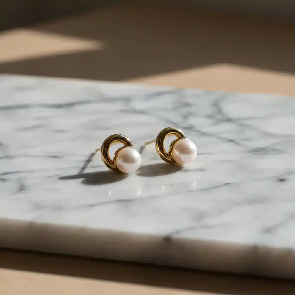 Earrings set on marble