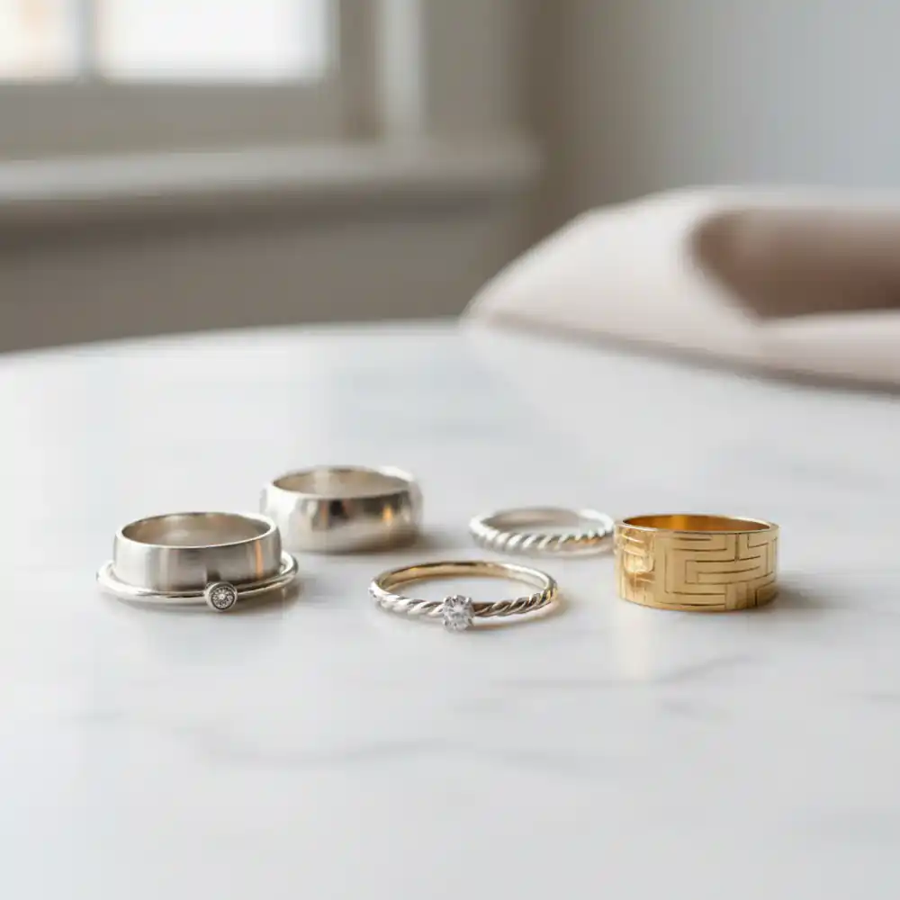 Silver and gold rings